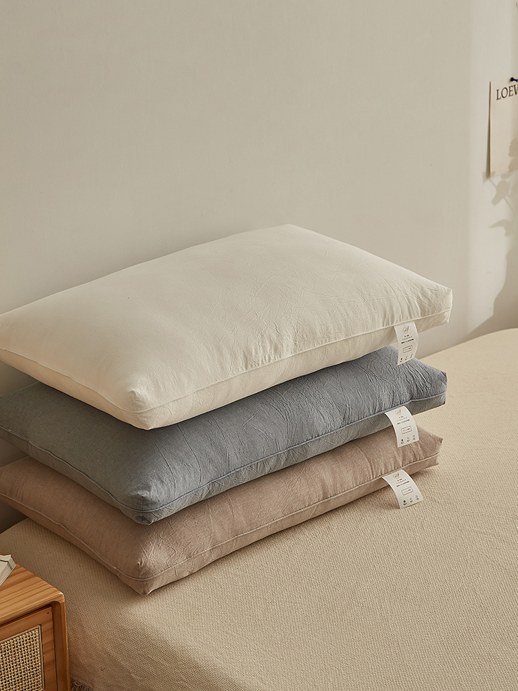 日系水洗羽絲絨全棉枕芯助睡眠單人宿舍家用枕頭