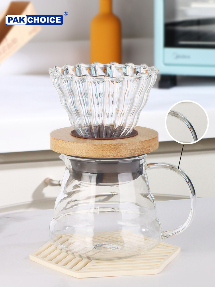 咖啡壺套裝組合 雲朵壺搭配手衝濾杯 玻璃材質耐高溫