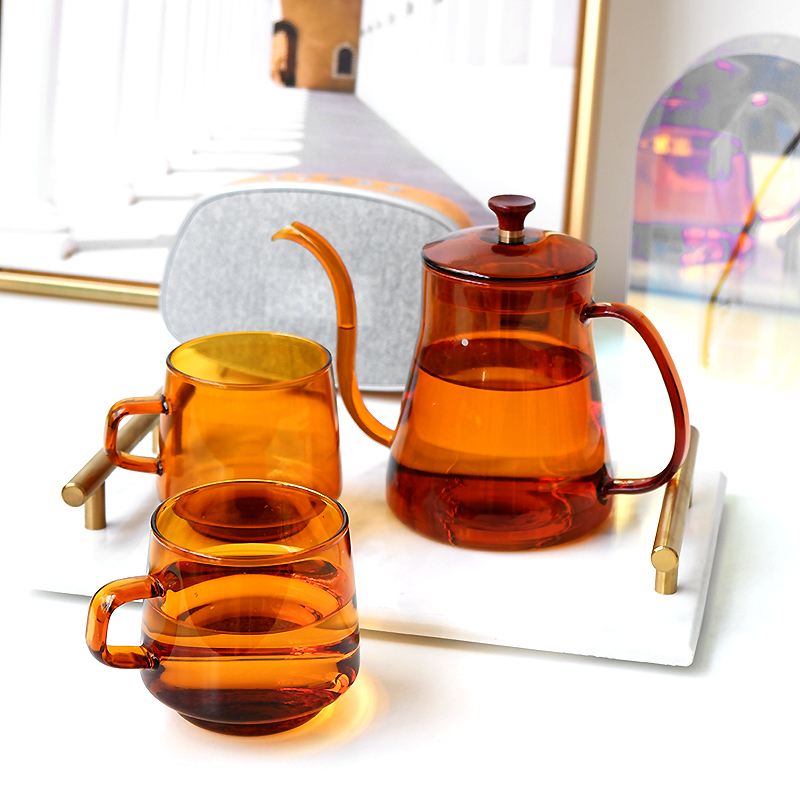 法式複古彩色玻璃盃 高硼矽耐熱水盃ins創意家用透明咖啡盃泡茶盃