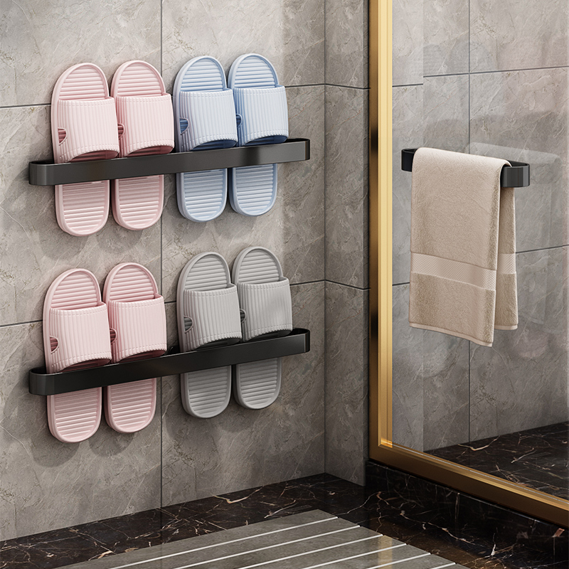 浴室拖鞋架 壁掛式瀝水架 免打孔牆上置物架 30cm70cm 多規格門板