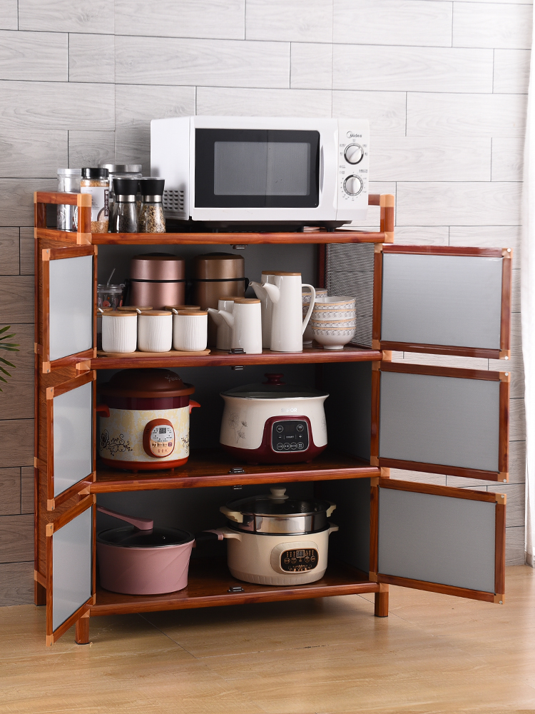碗櫃不鏽鋼家用廚房經濟型櫥櫃灶台櫃木紋收納櫃簡易儲物置物櫃子