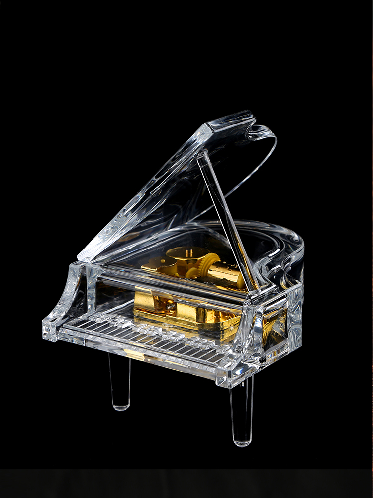 可愛透明三角鋼琴音樂盒八音盒音樂禮品兒童生日送禮簡約現代風格