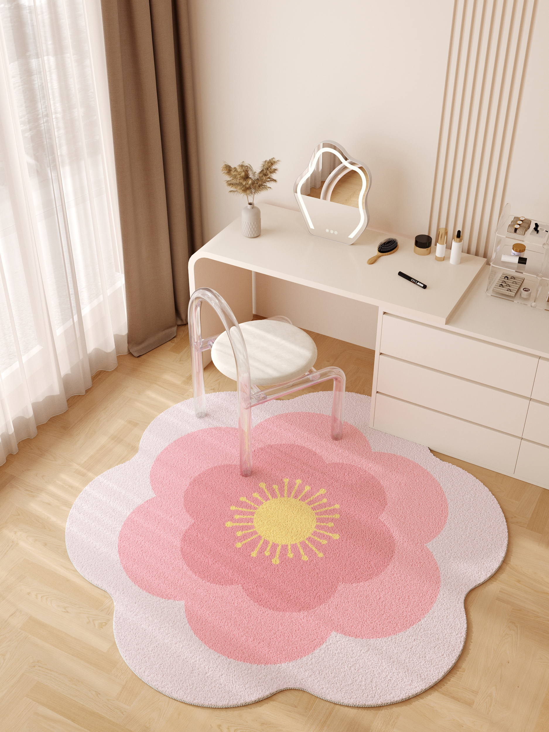 異形水洗羊羔絨地毯 現代簡約風格客廳臥室床邊衣帽間懶人沙發地墊 (1.3折)