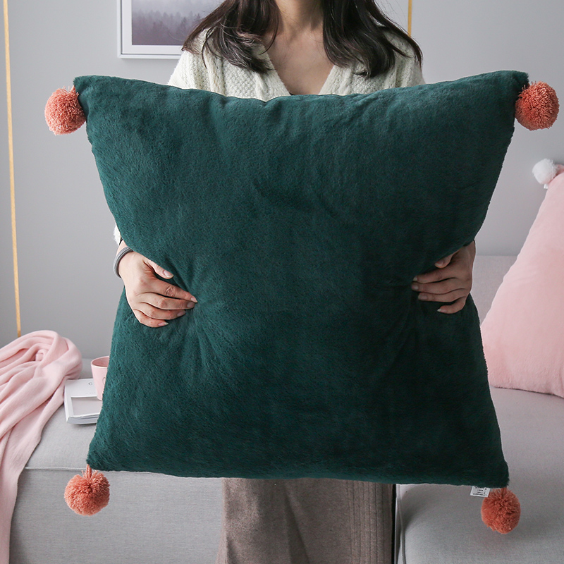 巨型柔軟綠色毛絨抱枕大尺寸靠墊套沙發靠背枕頭不含芯