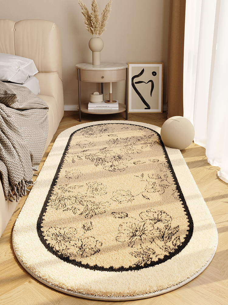 法式中古風奢華地毯橢圓形復古衣帽間床前主臥室床邊毯 (2.5折)