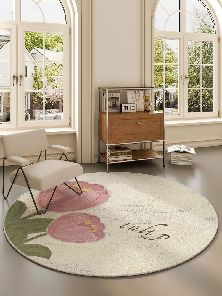 現代簡約圓形地毯混紡材質適合書房客廳臥室等多種空間使用