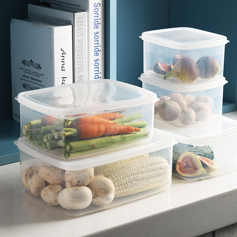 蔥花圖案塑料正方形冰箱食品收納盒 簡單大氣 韓式風格