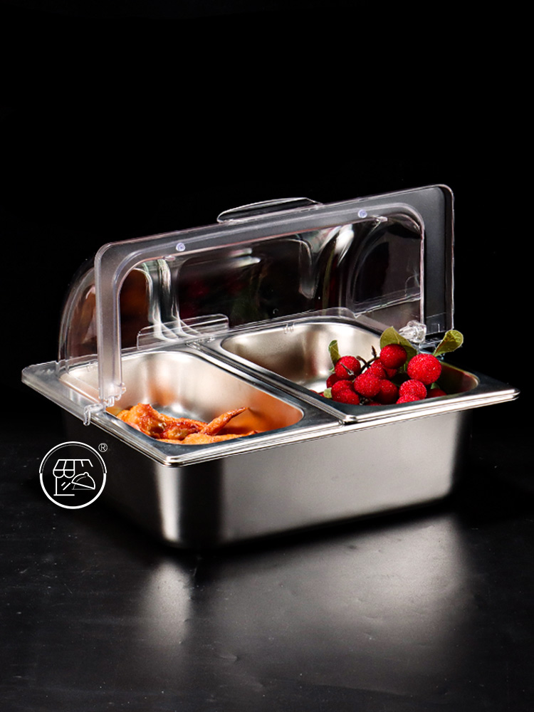 雙層透明防塵罩滷菜涼菜孔鋼盤自助餐加熱保鮮蓋 (2.7折)