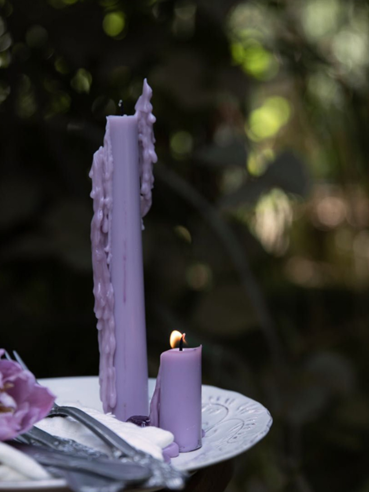 莫蘭迪紫手工無煙蠟燭 浪漫晚餐燭光裝飾