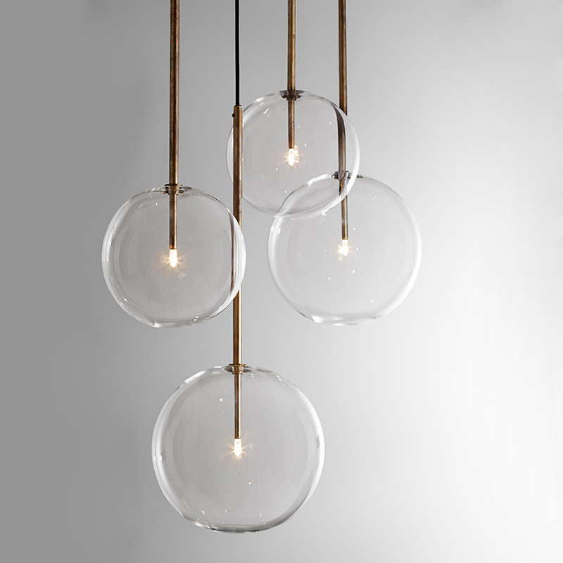 北歐後現代簡約餐廳透明玻璃球單頭創意吧檯床頭背景吊燈