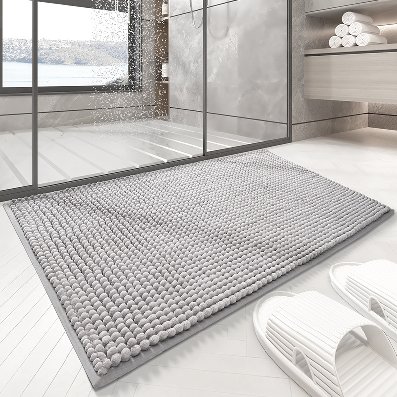 簡約現代風格亞麻材質家用腳墊 衛浴門口防滑吸水地毯