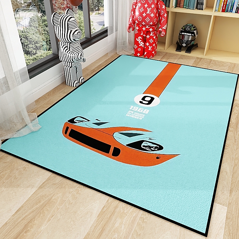 海灣石油gulf勒芒f1賽車塗裝地毯 舒適混紡材質 適用多種空間