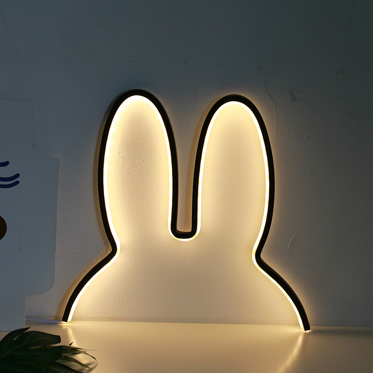 北歐風格合金兔子造型小夜燈usb插電發光浪漫臥室裝飾擺件