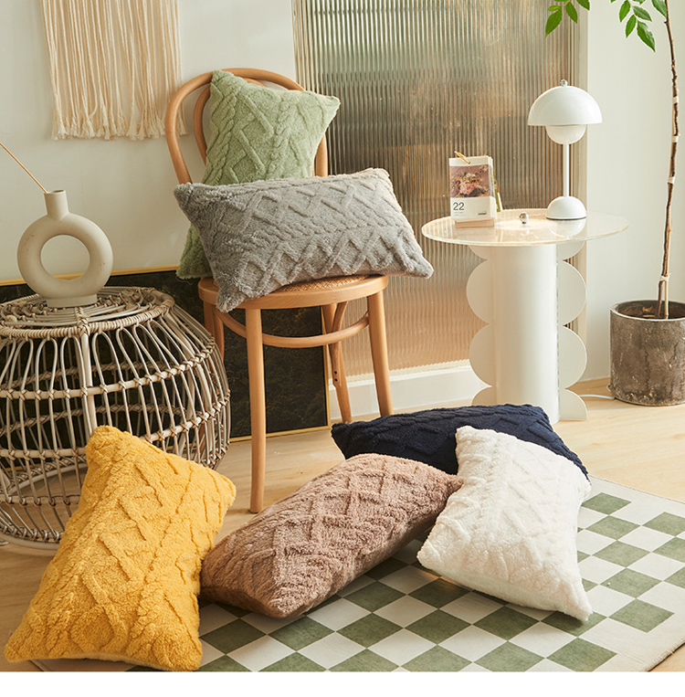 暖冬毛絨立體抱枕 簡約現代風格 適合客廳沙發抱枕套 多尺寸可選