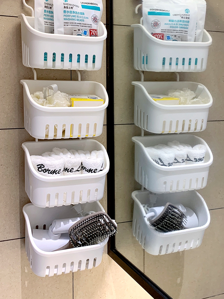 簡約北歐風掛式收納籃塑料置物架浴室置物架衛生間收納瀝水籃子