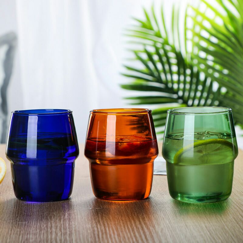 日式彩色玻璃咖啡杯創意辦公室網紅早餐杯