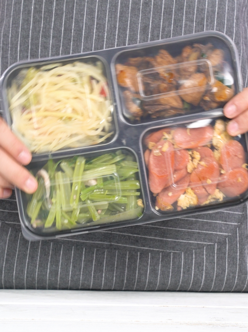 一次性塑料快餐盒四格密封設計外賣套餐便當飯盒方便實用