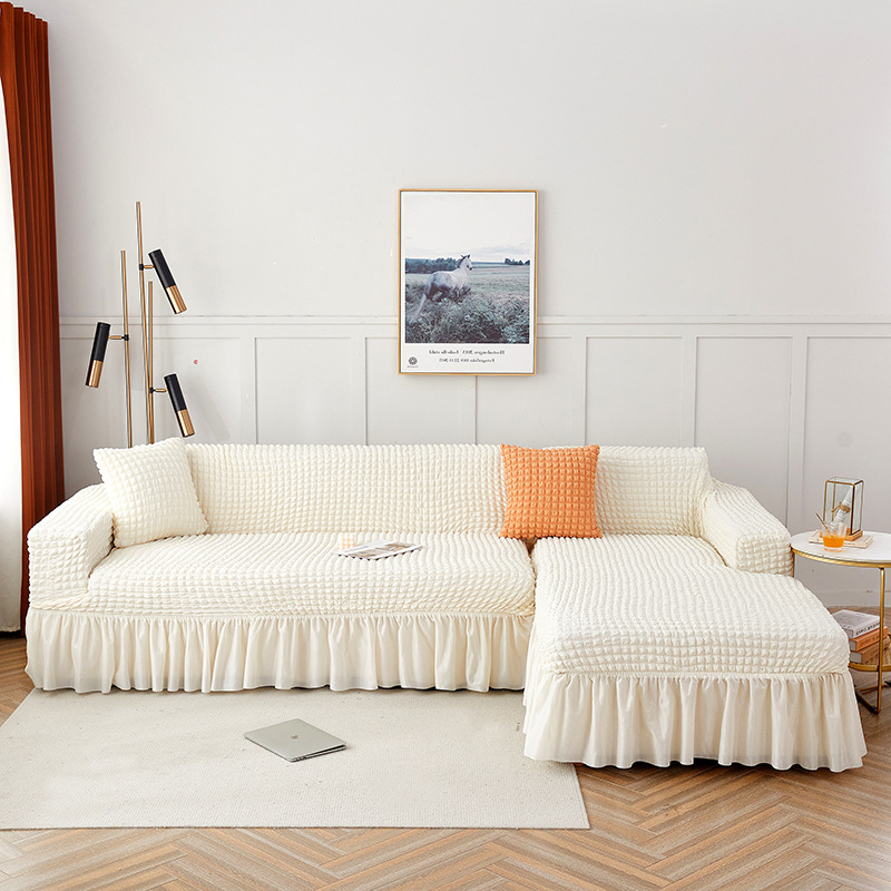高彈力l型沙發罩泡泡格沙發套風格獨特適用於組合沙發可搭配左或右貴妃