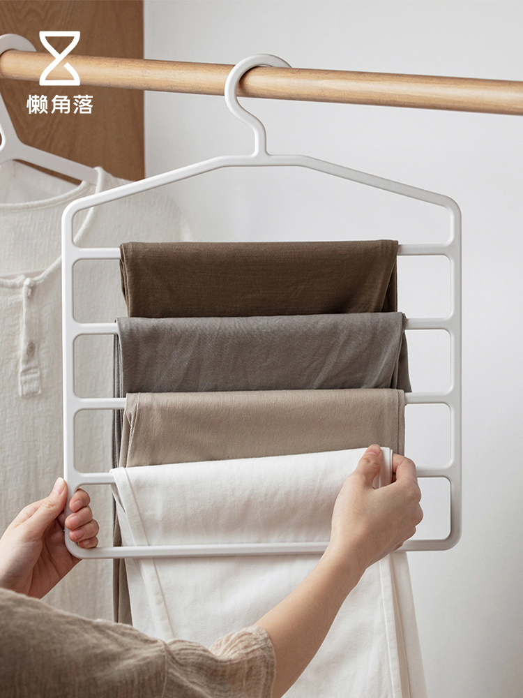 日式多功能懶角落褲架白色塑料材質衣櫃收納衣掛2個或1個裝