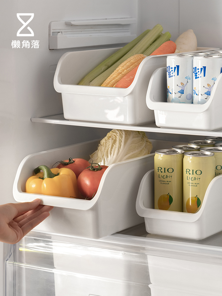 日式清新懶角落冰箱收納盒 塑膠材質廚房食品級雞蛋冷凍保鮮盒