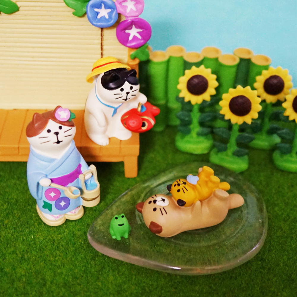 日式庭院貓咪夏日河童青蛙向日葵花園微場景擺件 裝飾您家 (7.7折)
