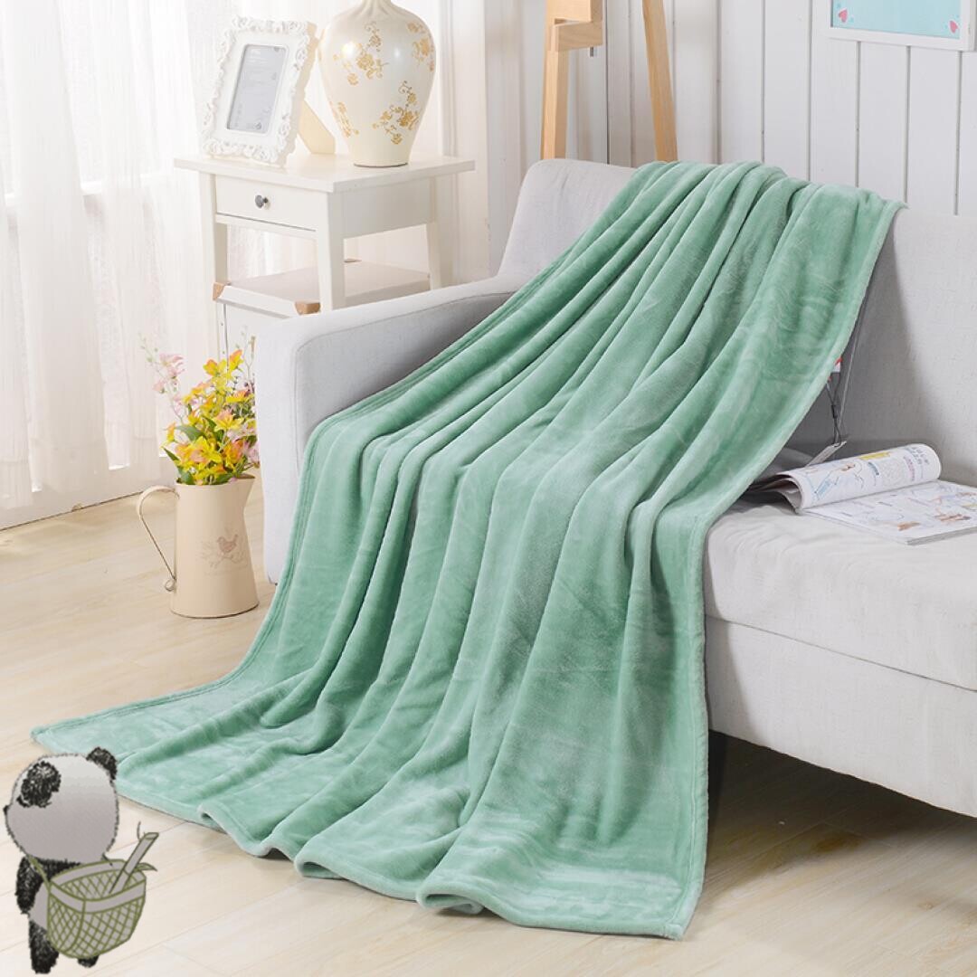 春夏純色珊瑚絨毛毯空調涼被午休沙發毯薄荷綠床單墊毛巾被