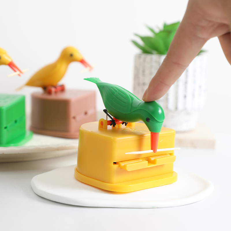 創意潮流卡通網紅牙籤盒 小鳥造型塑料材質 可愛實用居家餐桌擺設