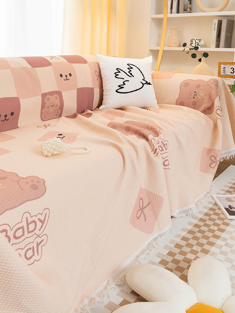 簡約現代風格棉麻沙發墊 防貓抓多色可選蓋巾式三人座沙發墊