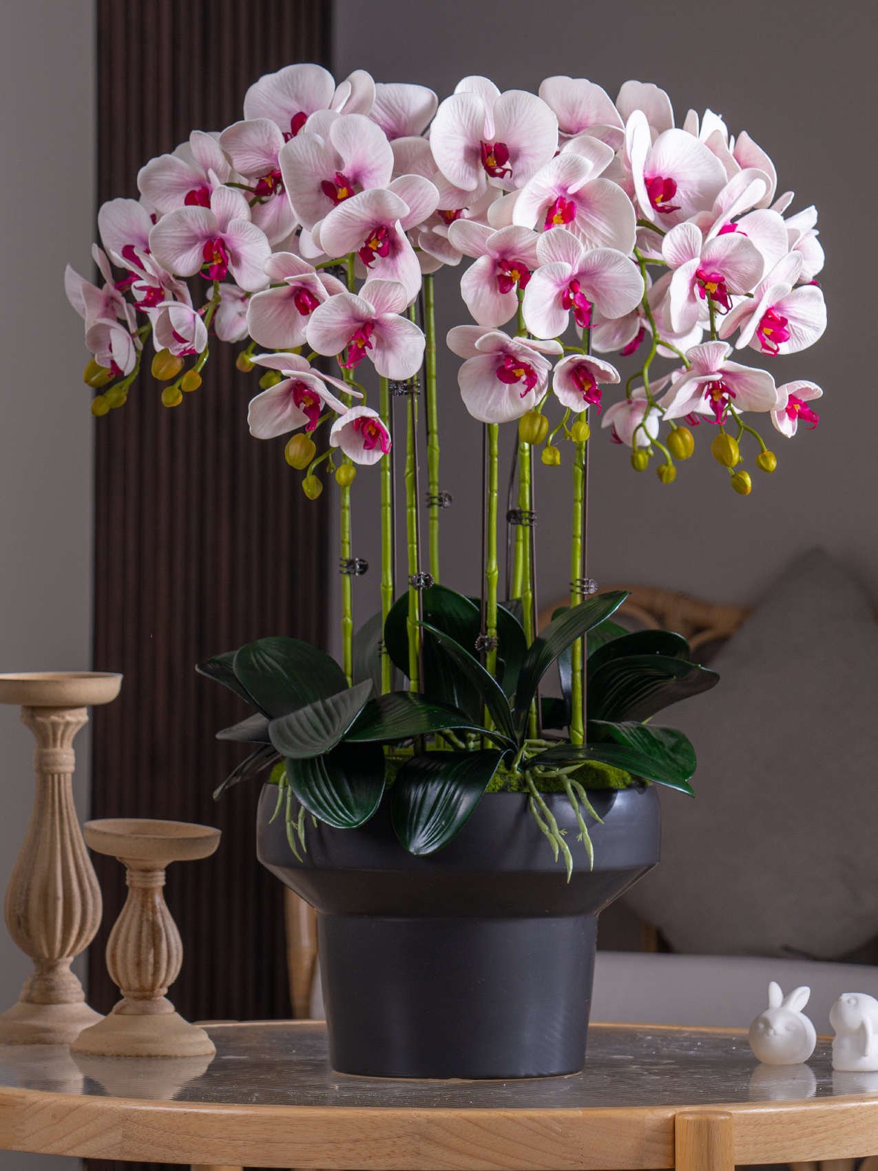 輕奢仿真蝴蝶蘭盆栽 裝飾客廳擺設花藝擺件
