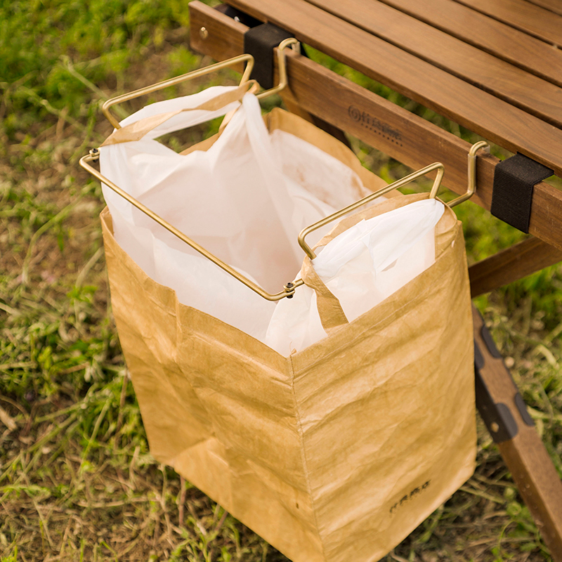 戶外露營雙門收納架 蛋卷桌垃圾袋支架 不鏽鋼便攜伸縮垃圾桶 (8.3折)