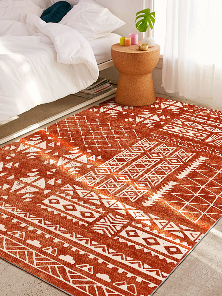 北歐ins風格地毯 客廳臥室摩洛哥波西米亞聖誕風地墊紅色