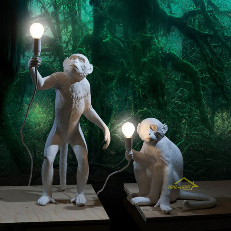 北歐麻繩猴子燈後現代個性創意咖啡厛酒吧工業風吊燈動物裝飾壁燈 (7.5折)