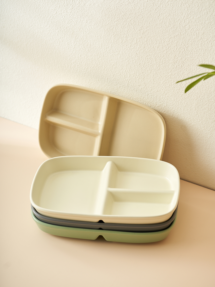 日式風格陶瓷分格餐盤減肥定量餐盤水果盤早餐盤單人食分餐盤 (8.3折)