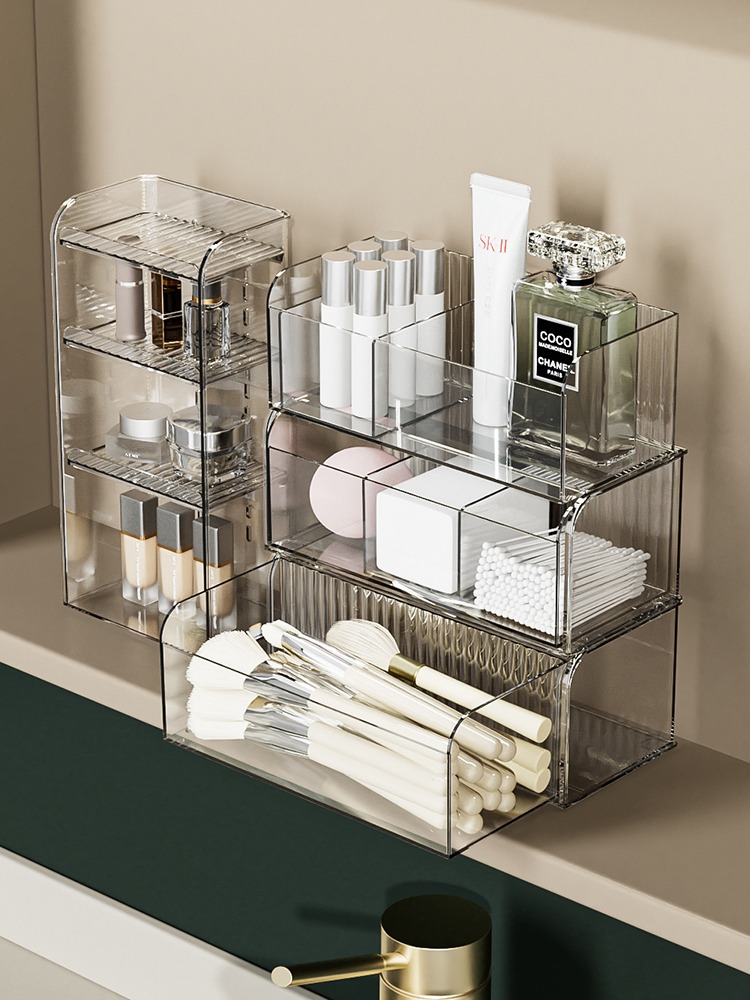 鏡櫃收納盒化妝品口紅置物架衛生間浴室桌麪整理抽屜式分層儲物盒 (5.8折)