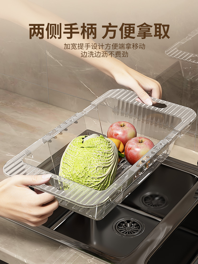 可伸縮水槽瀝水架廚房收納置物架碗盤蔬菜水果濾水籃家用水槽置物架 (8.3折)