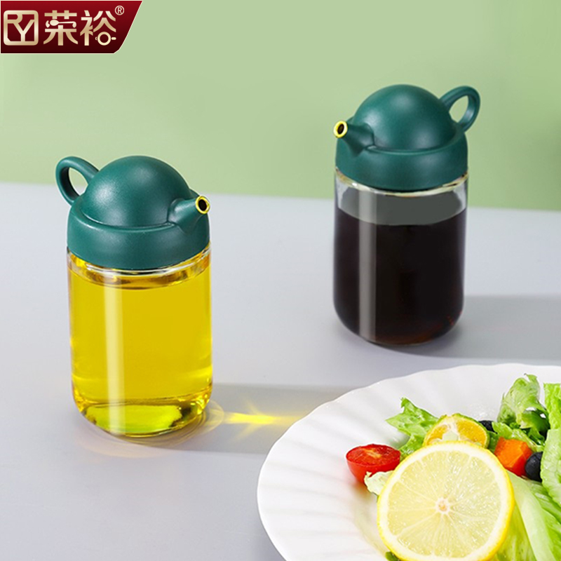 墨綠色玻璃油壺防漏中式風格廚房醬油醋調料瓶家用小油瓶