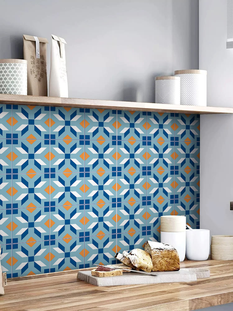 摩洛哥風防水牆貼 地板貼 幾何圖案 簡約現代 自粘地貼 牆面衛生間廚房磁磚 (5.4折)