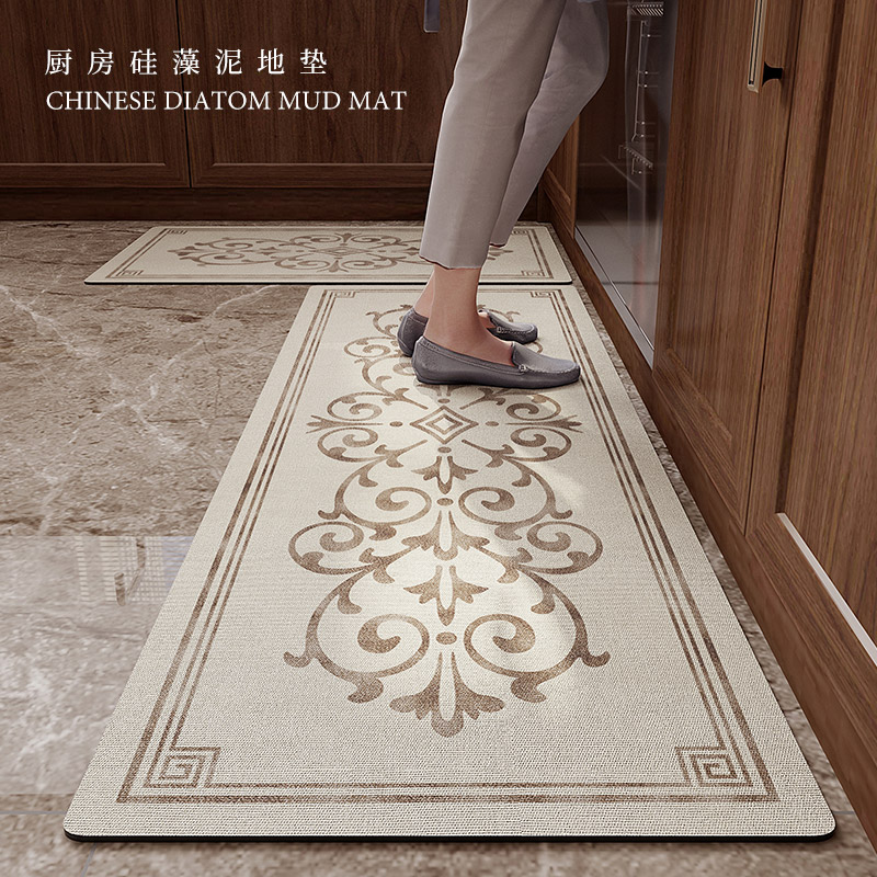 新中式珪藻土廚房地墊防滑防油吸水吸油家用手工藝地毯 (3.2折)