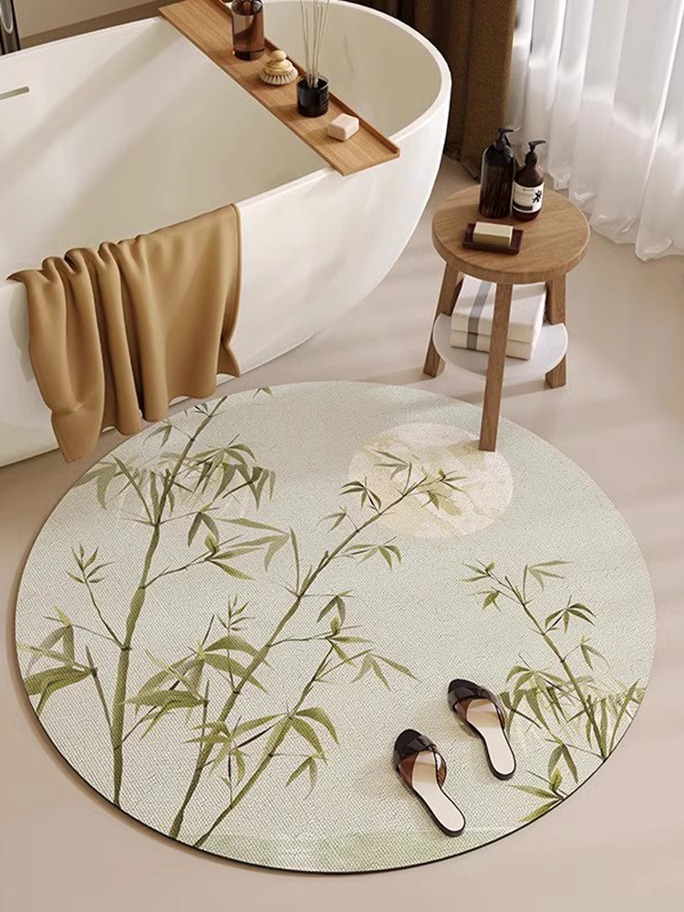 新中式珪藻土吸水墊 止滑家用浴室地墊 速幹腳墊 衛浴地毯