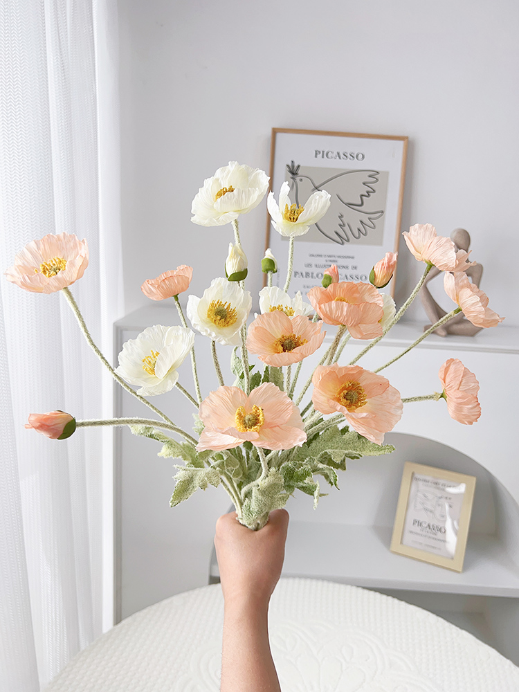 虞美人假花擺設裝飾花 桌面擺飾ins風格客廳花卉花束花瓶