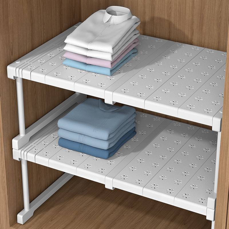 衣櫃層板收納神器置物架櫥櫃下水槽分層整理架可伸縮隔板角架