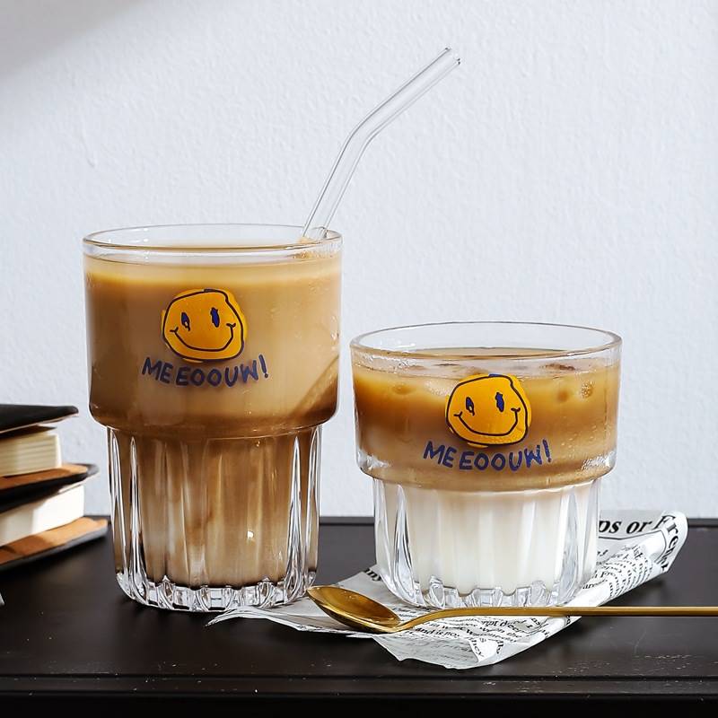 日式風格玻璃咖啡杯可疊加裝適合各種飲料容量201300ml禮盒裝