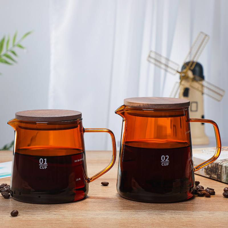 彩色玻璃咖啡壺手衝咖啡壺玻璃濾杯濾紙 咖啡分享壺