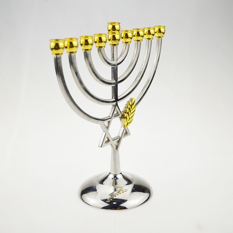 歐式風格合金九頭燭臺以色列光明節金燈臺耶路撒冷工藝品適用枝形蠟燭