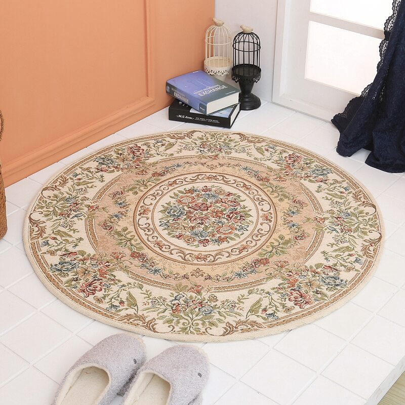 歐式圓形地毯精美圖案裝飾臥室客廳圓型地毯圓形地墊