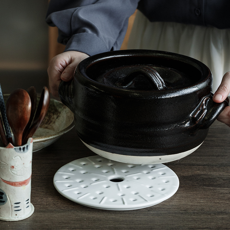 日式陶瓷鍋墊 圓形防燙蒸片瀝水器廚房用品 (8.3折)