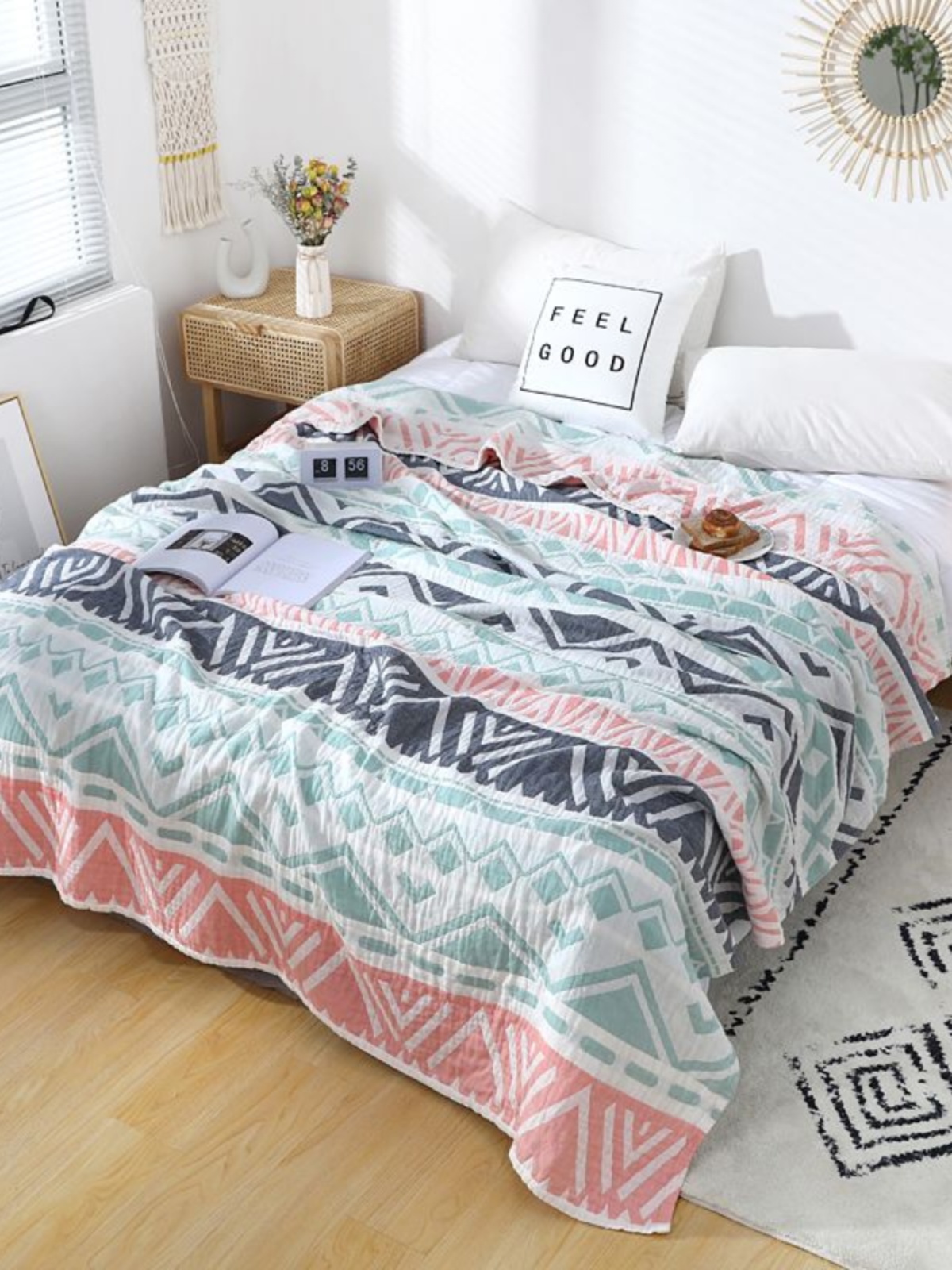 風格簡約全棉毛巾毯臥室夏季專用多種顏色與尺寸可供選購
