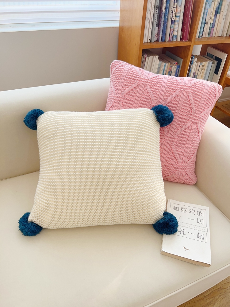 北歐風粗毛線針織抱枕套 簡單客廳床頭單人沙發靠枕腰靠墊套