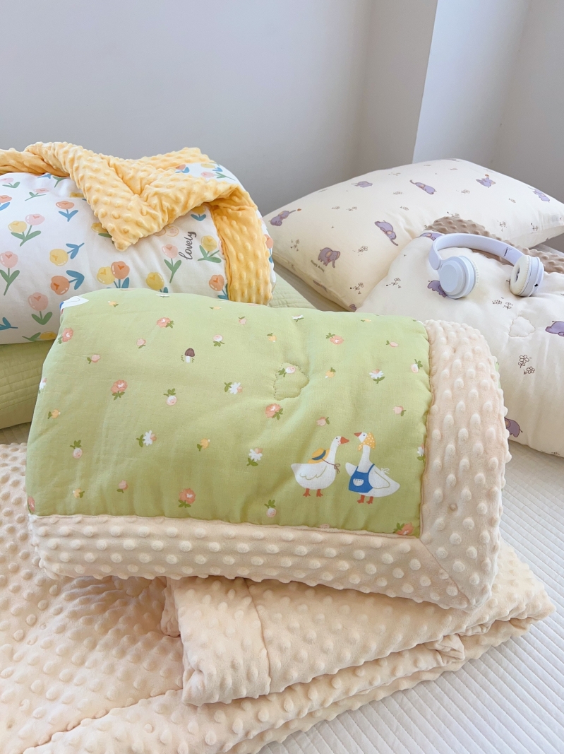 3d豆豆絨兒童毯雙層紗全棉加厚夾棉可做沙發毯寶寶毯多種花色選擇
