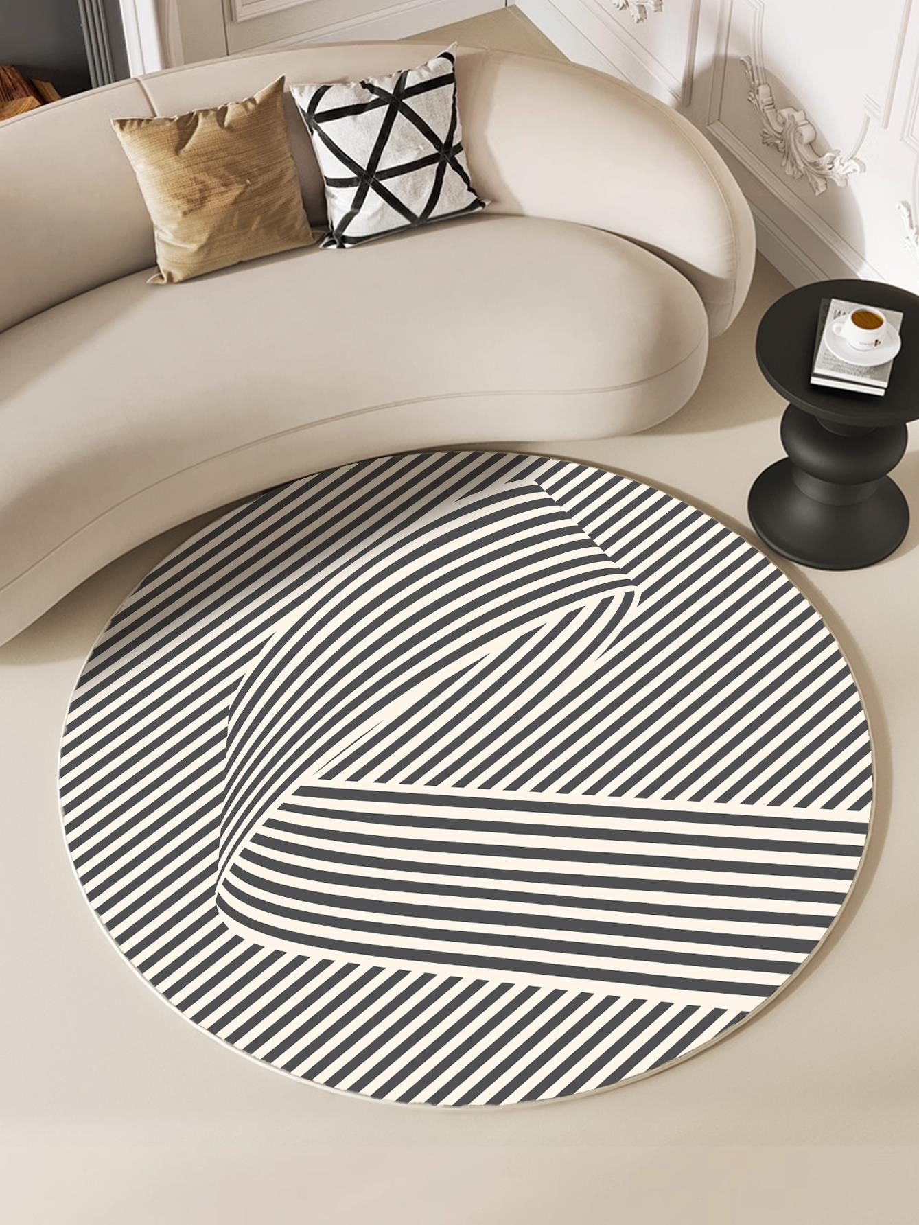輕奢奶油簡約地毯客廳臥室復古法式梳妝臺圓形地墊現代風格